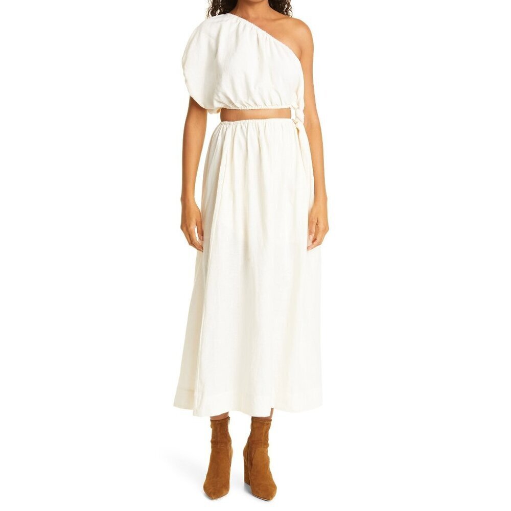 Farm Rio One Shoulder Maxi Dress - Off White, Medium NWT